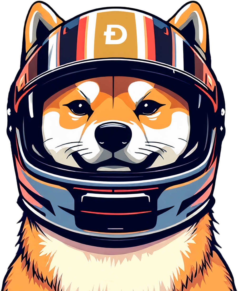 Doge shiba inu in a racing helmet